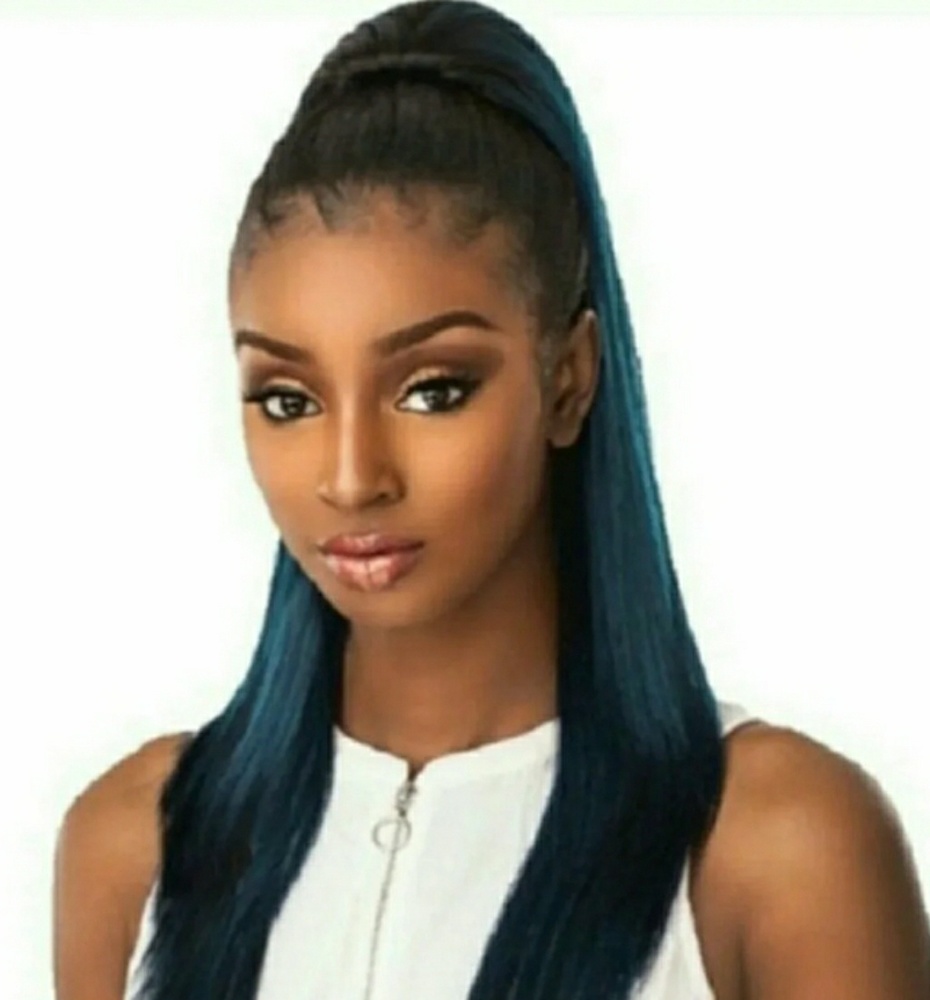 DARK TEAL DRAWSTRING PONYTAIL EXTENSION PIECE